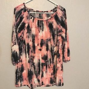 Ellen Tracy Pink and Navy Blouse